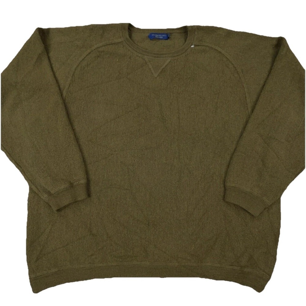 Stephen Gold Sweater Men XL Green Alpaca Lyocell Soft Knit Crew Neck Olive *